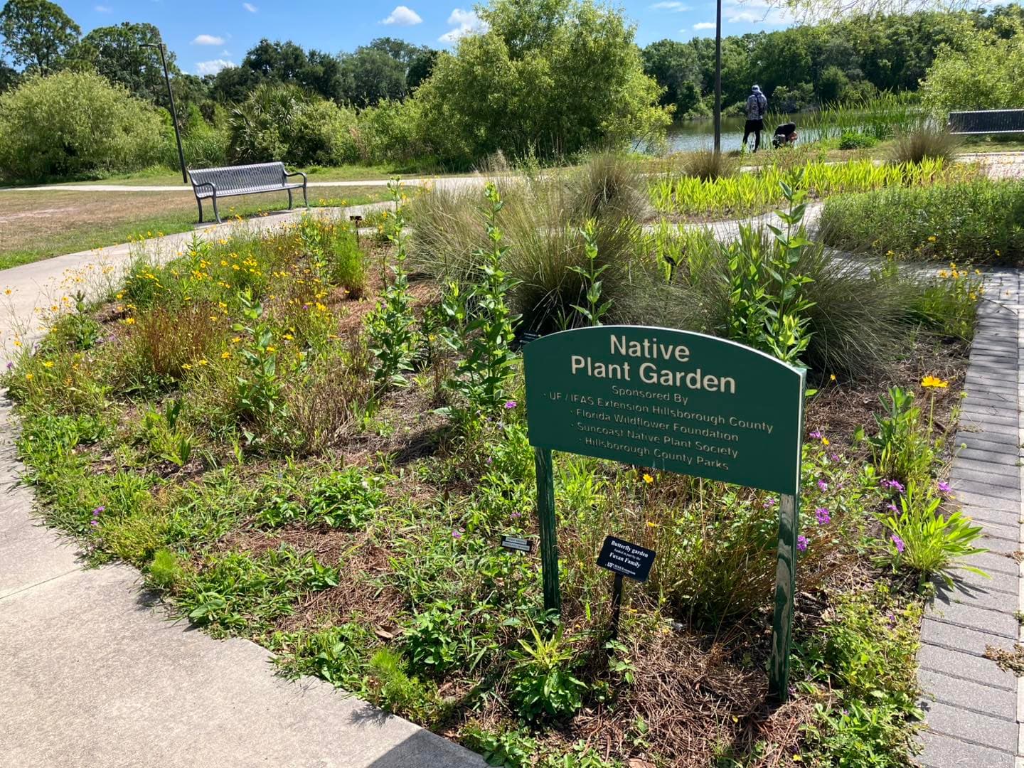 A sign showing native plant garden in Hillsborough County