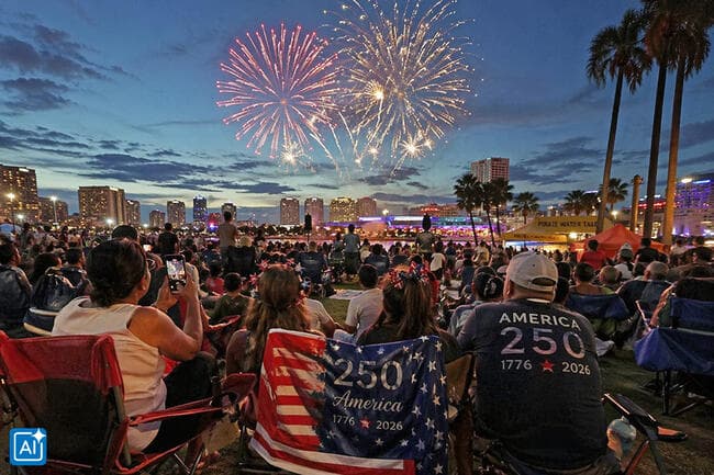 A rendering of people watching fireworks in Tampa