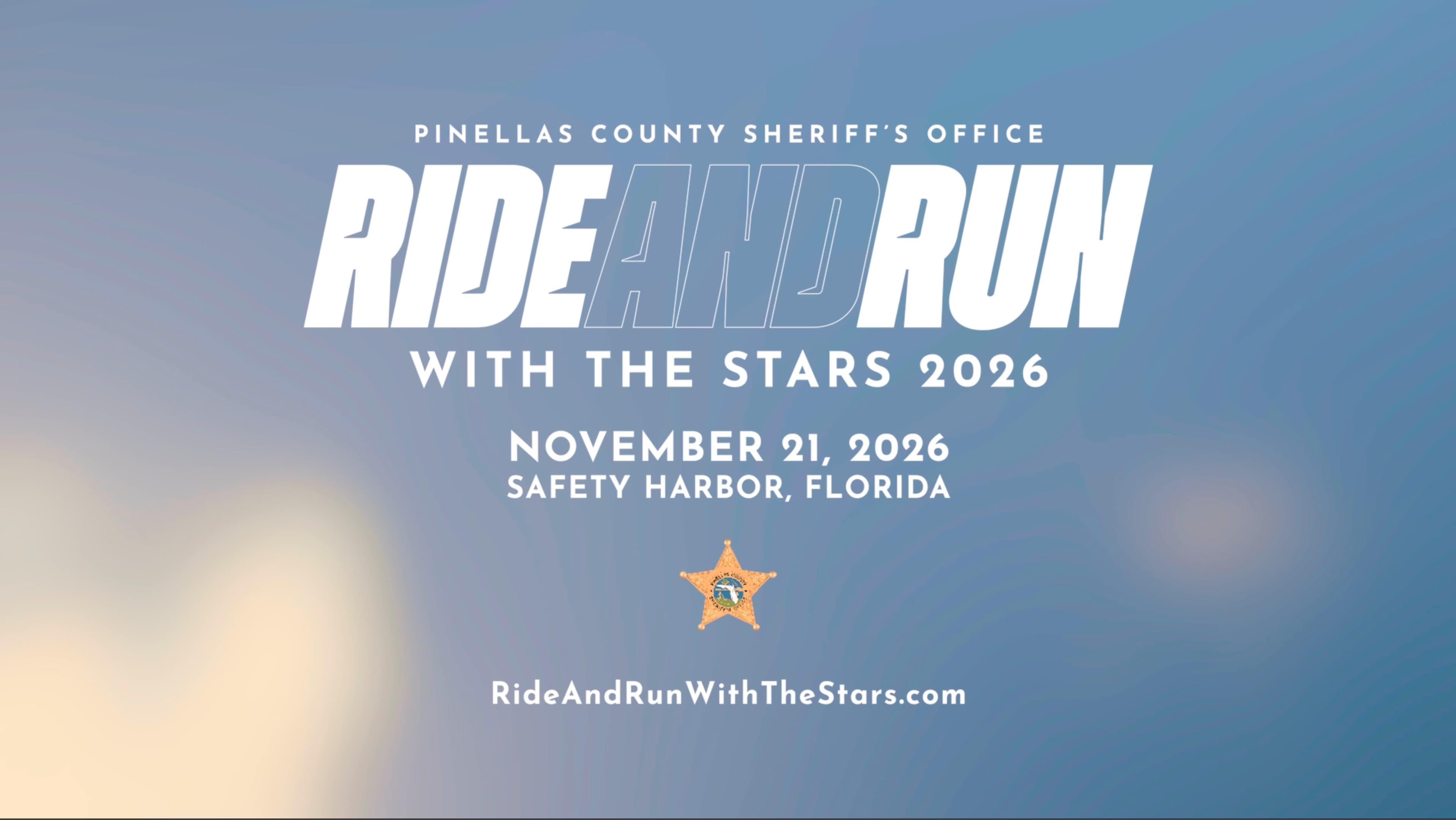 Blue flyer that says ride and run in white