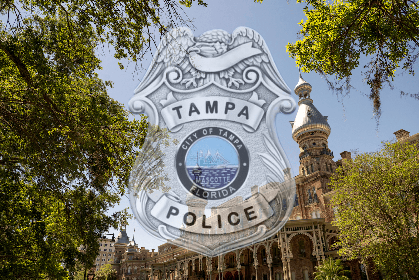 Tampa police logo in front of Plant City