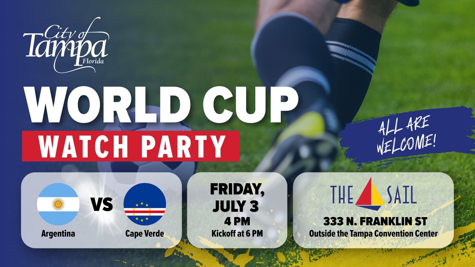 City if Tampa flyer showing world cup watch party