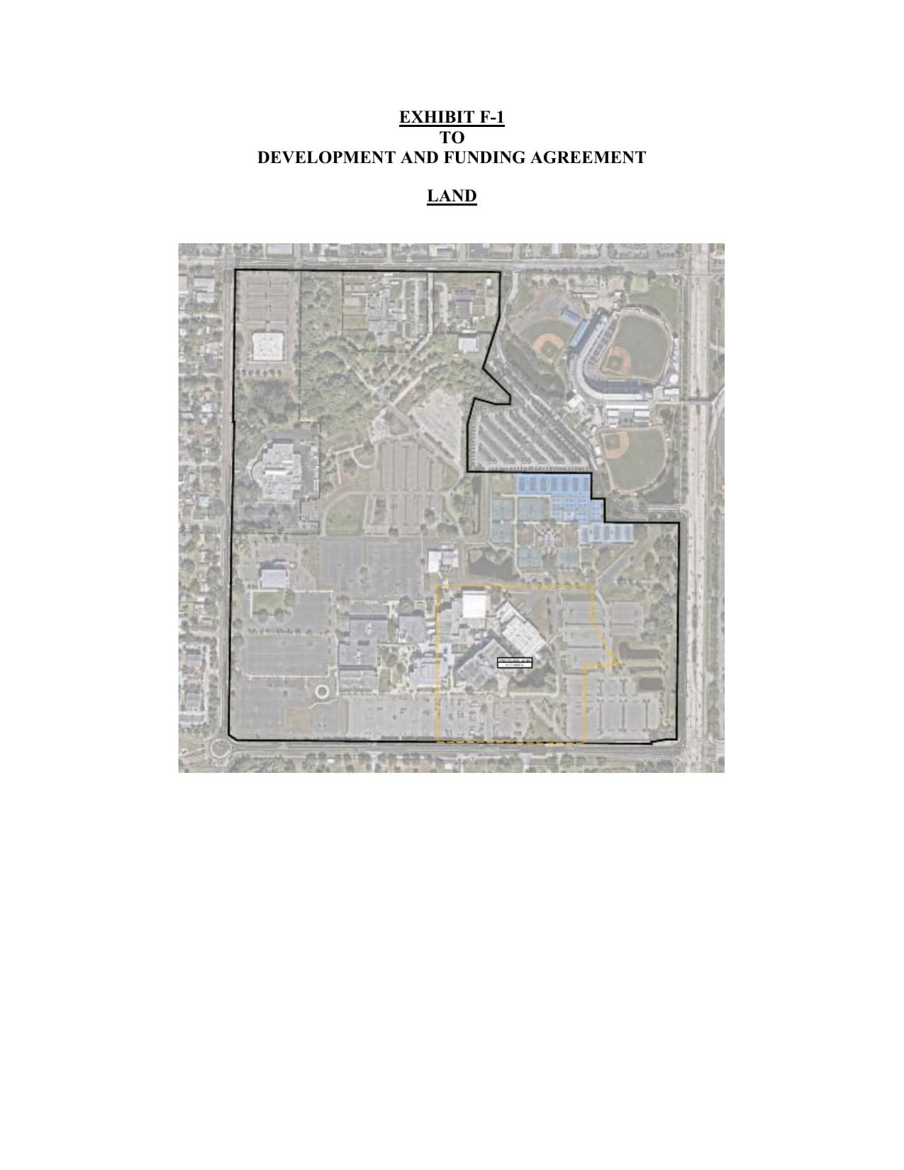 Official Exhibit F-1 site map of the proposed Rays ballpark parcel on Hillsborough College's Dale Mabry campus