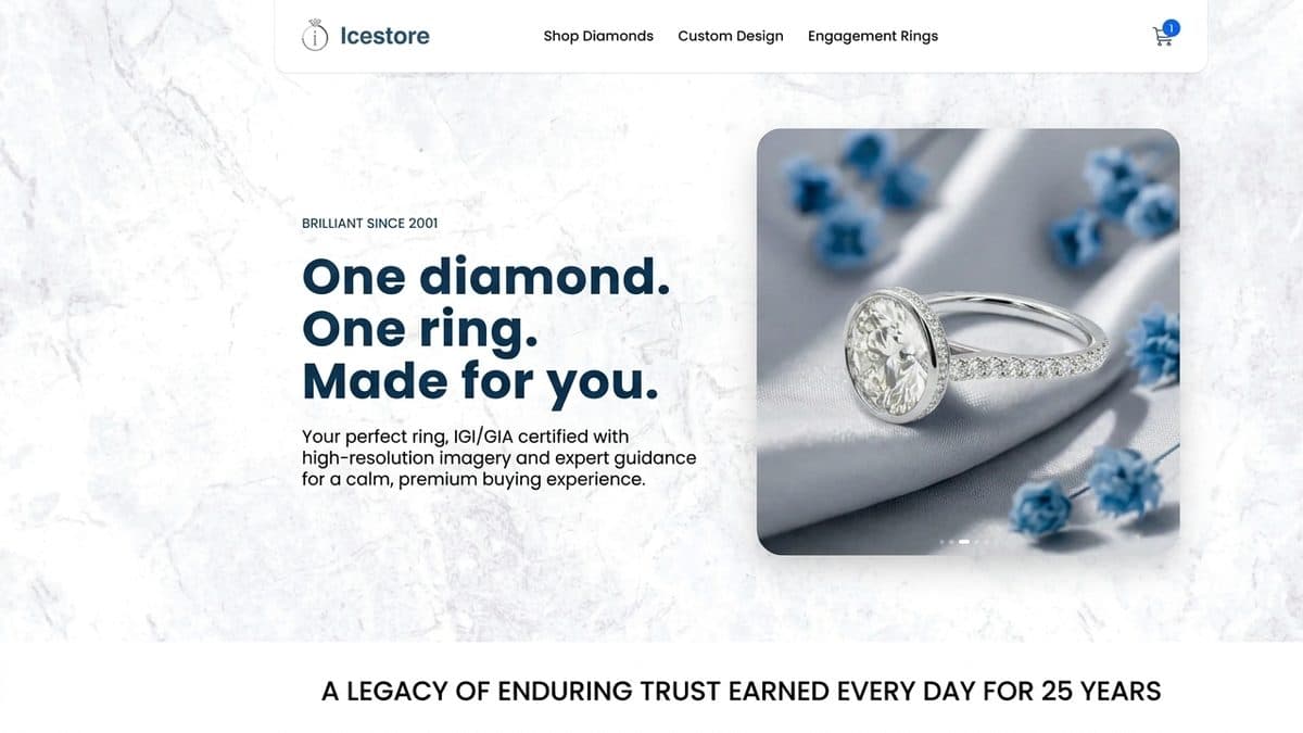 The Icestore.com hompage